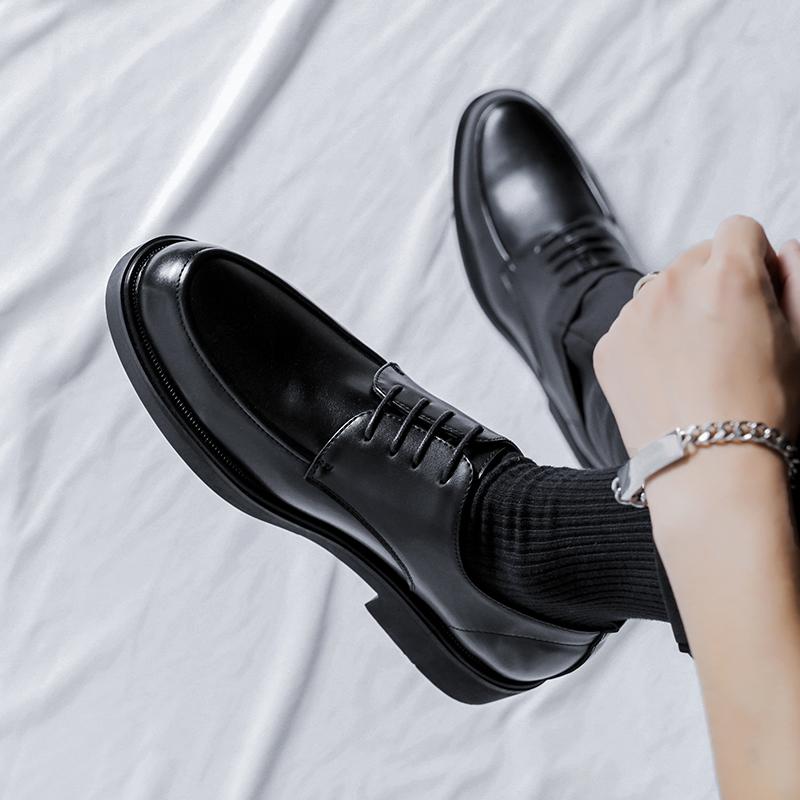 Fashion 2025 New Lace-Up Oxfords Shoes Leather Men Wedding Dress Shoes Casual Male Breathable Business Flats All-match Mens Walking Shoe