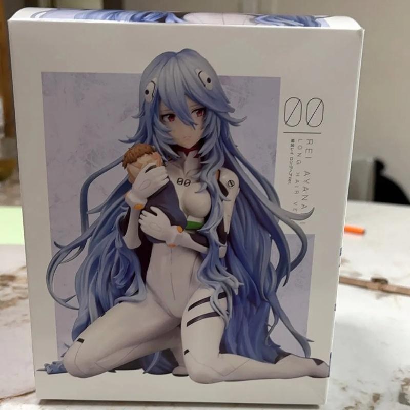 Neuer Eingang Ayanami Rei kniend PVC 15cm Modell Statue Anime Figur Actionfigur Eva Lange Haare Schreibtischornament Dekorieren Geschenk
