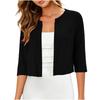 Damen Kurzer Cardigan Dreiviertelarm Lockerer Sitz Farbiger Bolero Jacke für Freizeitkleidung