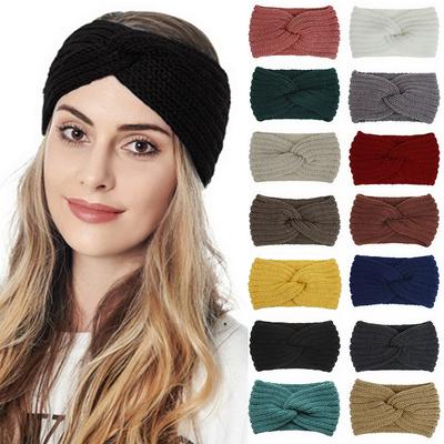 Calentador de Invierno Oreja Tejido Diadema Turbante Para Dama Mujer Elástico Lana Cinta Para el Pelo Ancho Elástico Gorro Envoltura Para la Cabeza Accesorios Para el Cabello