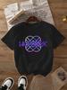 Women's Kpop Devil Hunter Graphic T-shirt Purple Silhouette Design With Mira Rumi Zoey Names Casual Crew Neck Short Sleeve Top