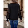 Autumn Patchwork Lace Sleeve Top Casual Long Sleeved Solid Color Loose Base Shirt for Women Top