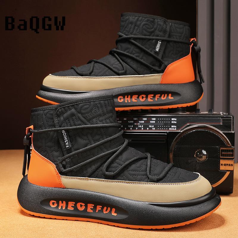 Autumn Winter Designer Luxury High-tops Snow Boots Warm Furry Fashion Fleece Shoes Comfortable Outdoor Lace-up Sneakers Student