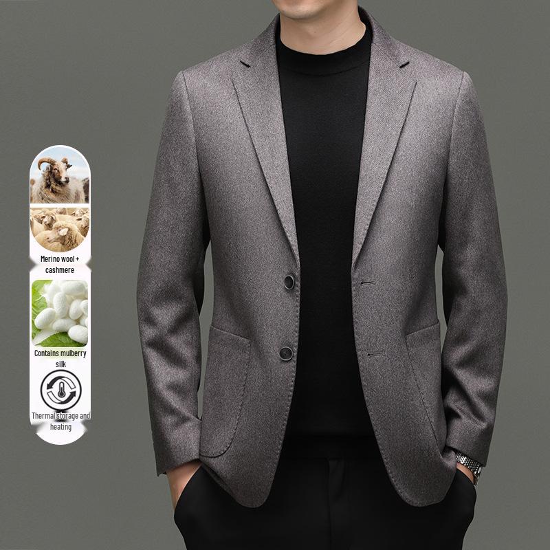 Costum Business Casual Premium pentru Bărbați din Lână, Cașmir și Mătase pentru Toamnă/Iarnă