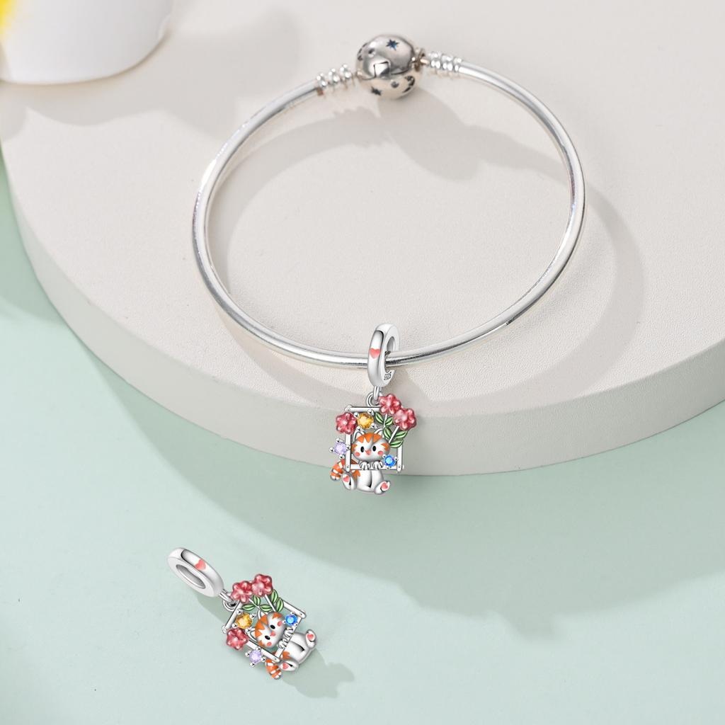 Authentic Charm Bead Charms copper Cat Picture Frame Pendant Bead Charms Compatible With Bracelets Women Jewellery Making Diy Gift