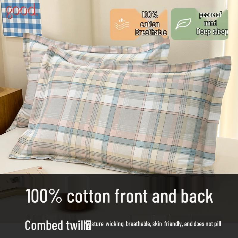 Set of Two 100% Cotton Large Pillowcases, Thick 48x74cm for Home Use