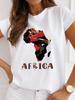 New Unisex's African-Style Casual Short-Sleeve T-Shirt, Loose-Fit Round-Neck Summer White T-Shirt, Printed Unisex's T-Shirt