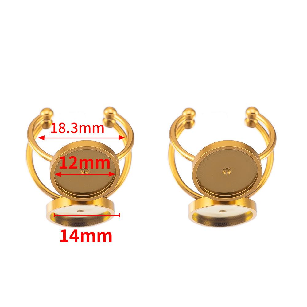 10pcs Adjustable Open Finger Ring Setting Stainless Steel 4mm 8mm 12mm Round Blank Ring Base Bezel Cabochon DIY Jewelry Making