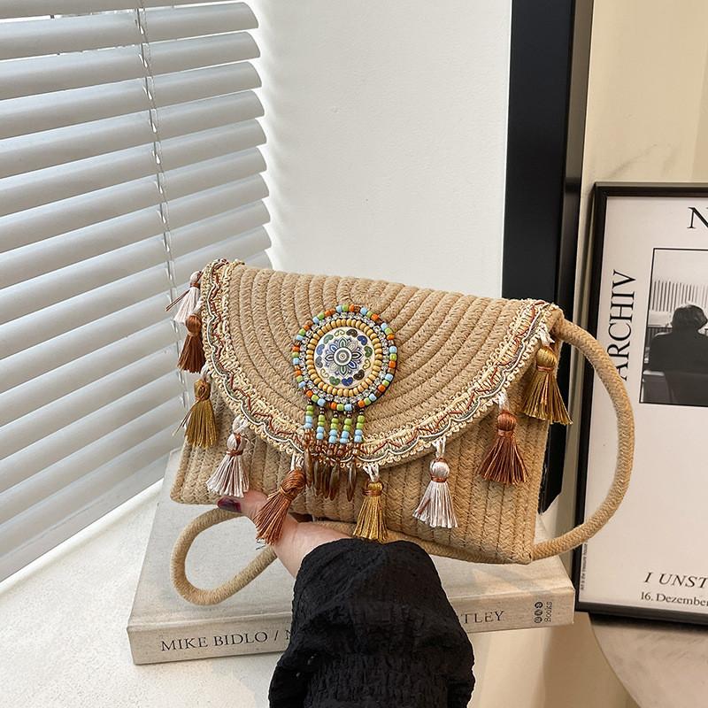 

2026 Handmade Woven Straw Bag Ethnic Style Clutch Crossbody Shoulder Bag Bohemian Beach Fashion Casual Retro Elegant Women Bag