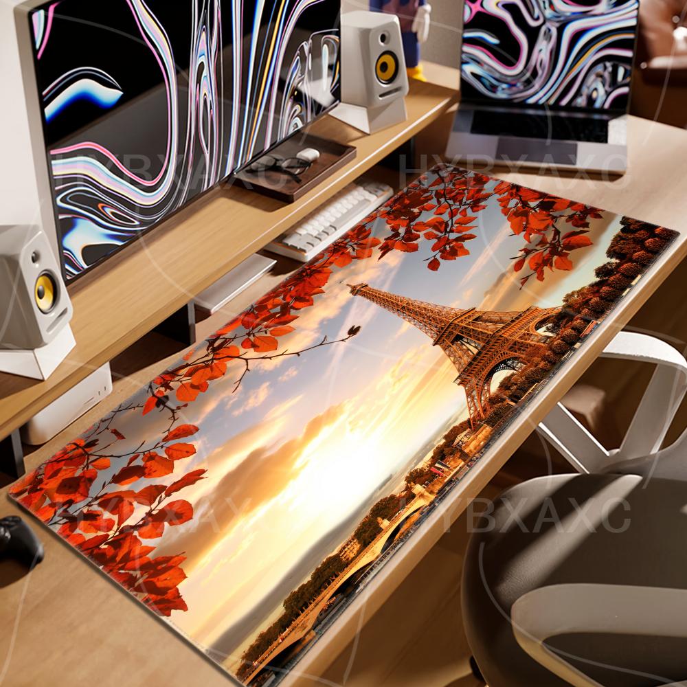 New Mouse Pad Gamer France Paris Eiffel Tower XL Computer Custom Large Mousepad XXL Office Carpet Non-Slip PC Table Mat
