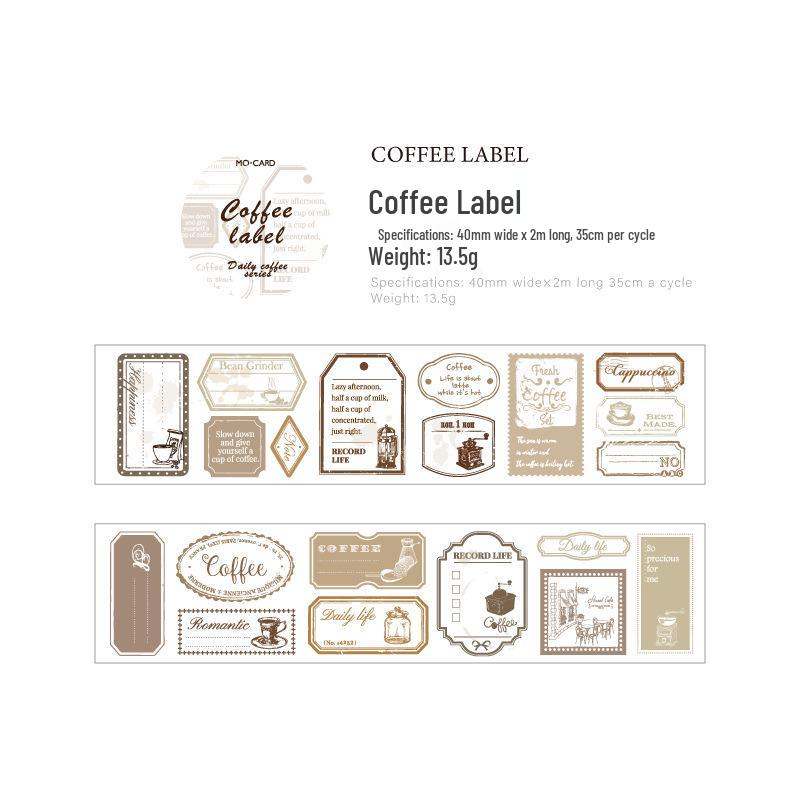 MòMò Matte PET White Ink Tape: Daily Coffee Series - 8 Styles Decorative DIY Stickers