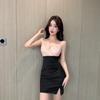 Lace Splicing Contrasting Color V-neck Low-cut Shop Working Women's Clothing Temperament Tight Hip-wrapped Suspender Base Dress