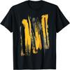 Zwart en Geel Grafisch T-shirt met Penseelstreken