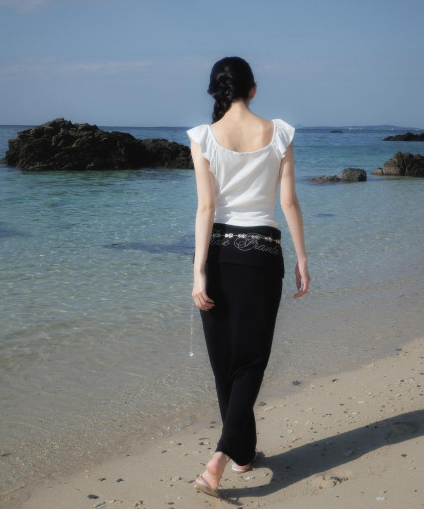 Rose Franz Folding Waist Maxi Long Skirt [Black]