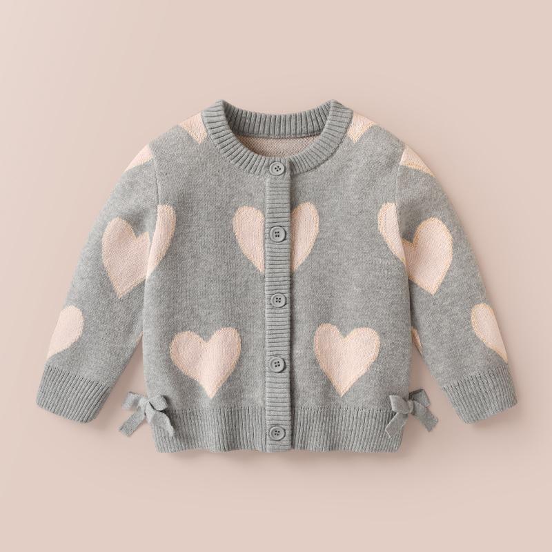 

Весенне-осенняя вязаная куртка-кардиган Love All-match для девочек 110cm серый