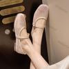 Fashion Women Shoes 2025 Summer New Breathable Mesh Buckle Strap Square Toe Mary Jane Flat Shoes Comfortable Soft Sole Women Loafers