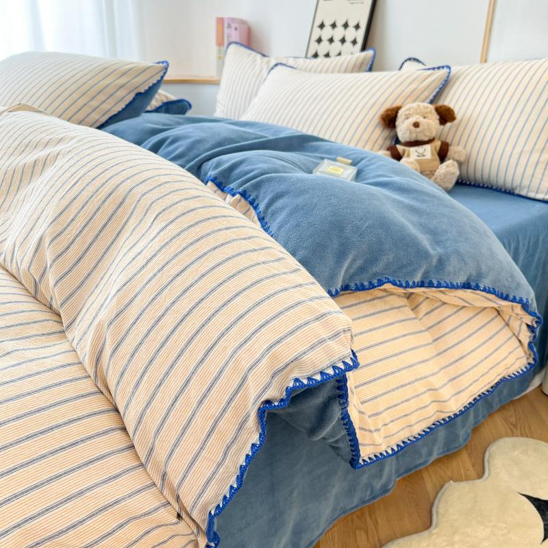 

Комплект из 4 предметов для студенческого общежития из хлопка класса А на осень и зиму, теплый, с утолщенной хлопковой подкладкой из молочной фланели, 3 предмета 1.2m