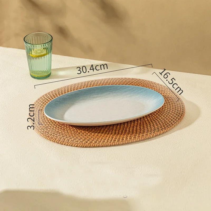 10-14 inch Ceramic Fish Plate  Oval Serving Plates  Trays and Platters Oven Safe  Porcelain Dinner Tray Serving Dishes for Meat