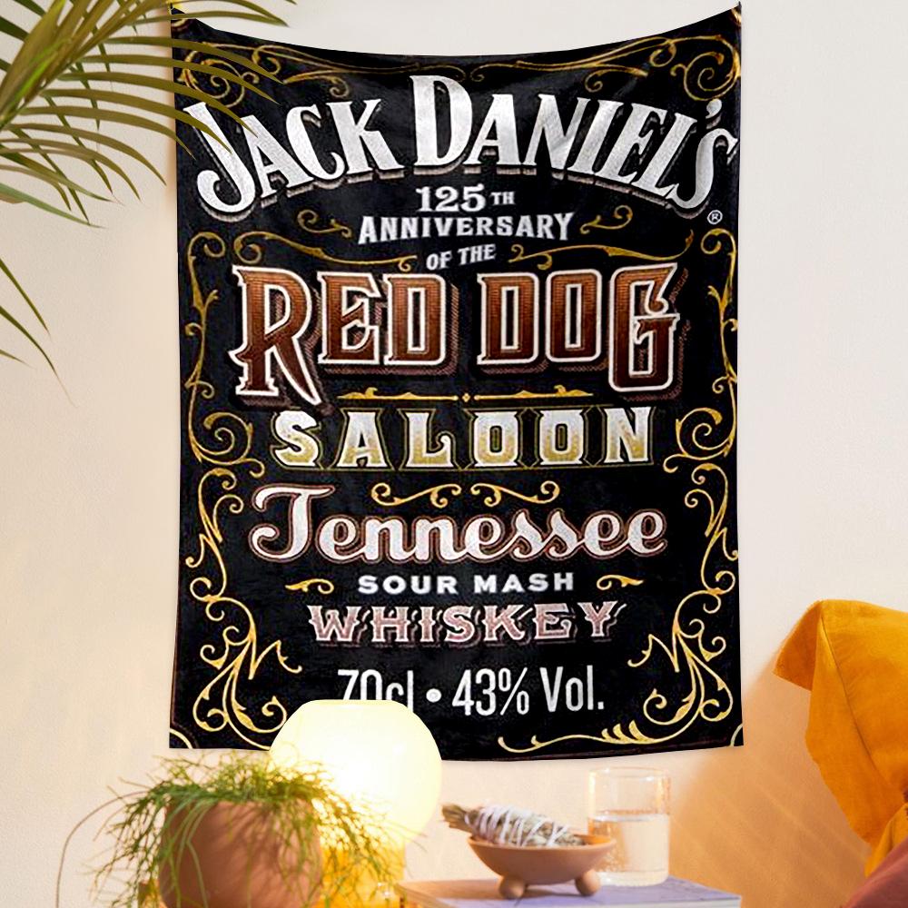 Jack Daniels Red Dog Saloon 125th Whiskey Label Bar Bohemian Tapestry for Fans Home Decor
