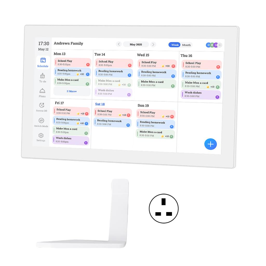 Calendario Digitale 15,6 pollici 1080P Full HD Touch Screen Interattivo Supporto da Parete/Scrivania per Pianificazione Senza Interruzioni Smart Family Planner