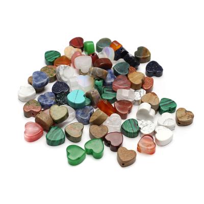 10Pcs/Pack Heart Stone Beads, Natural Stone Crystal Loose Beads for DIY Necklaces Bracelets Earrings Jewelry Accessories 10×5 Mm