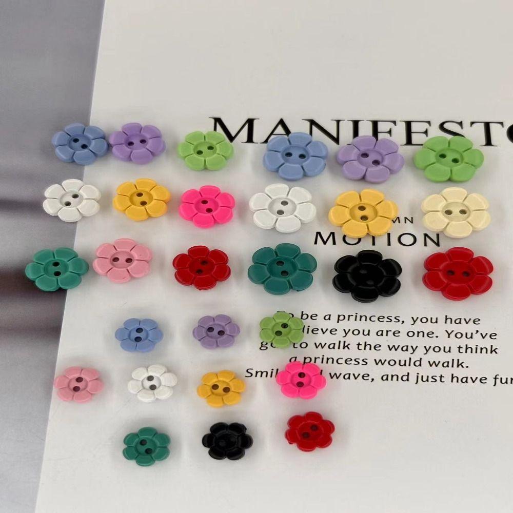 Multicolour Resin Flower Buttons Plastic Flower Buttons Sewing  Handmade Crafts Lovers