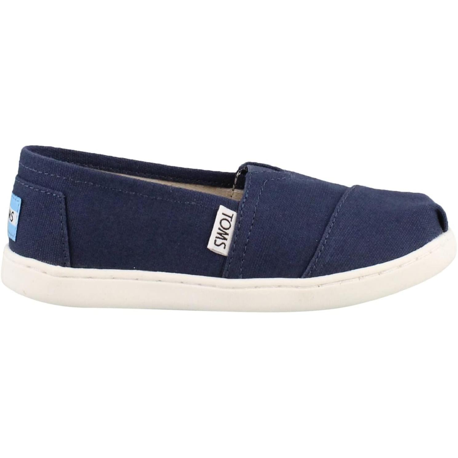 TOMS unisex child Classic Alpargata Sneaker, Navy Canvas, 4.5 Big Kid US