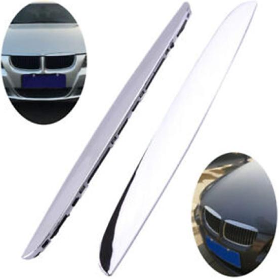 2-pieces Chrome Plated Left and Right Hood Trims Above Kidney Grille Replacement for E90 E91 3-Series 325i 330i 328i 2006 2007 2008