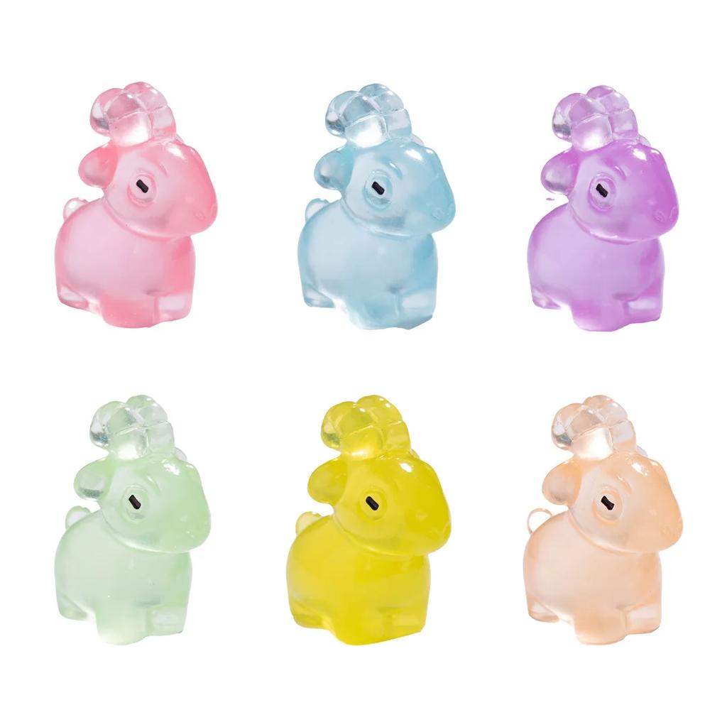 6pcs Luminous Goat Figurine Landscape Home Kawaii Room Decor Dollhouse Miniature Figurines Fairy Garden Decoration Accessories