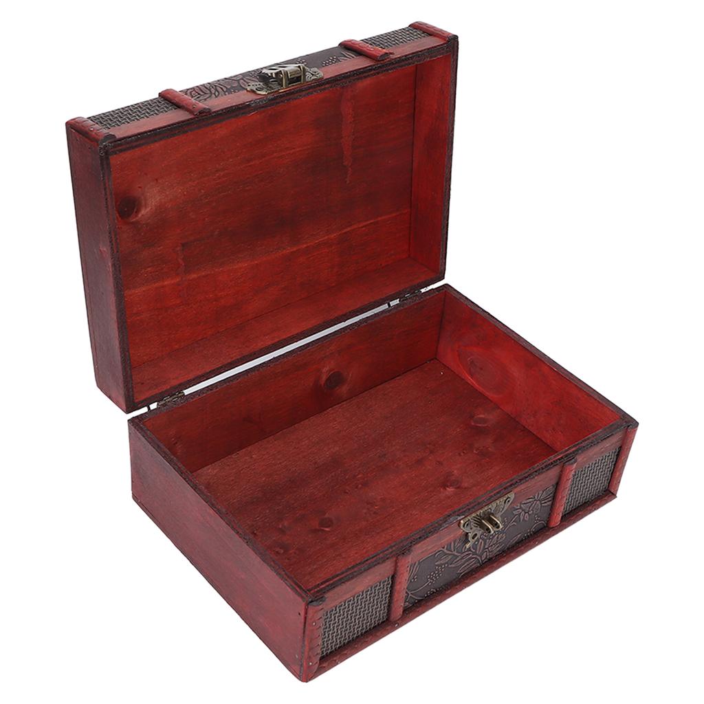 Retro Wooden Gift Box Essential Oil Alloy Hinge Decorative Treasure Storage Chest Box for Home Office