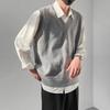 Men's Knit Sweater Vest V-Neck Sleeveless Pullover Sweater Casual Loose Fit Vest for Daily Wear