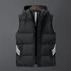 Men's Winter Washed Cotton Vest Large Size Slim Fit Hooded Vest Youth Three Stripes Versatile Sleeveless Jacket