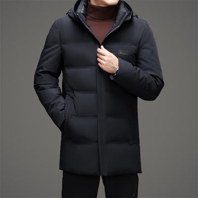 Chaqueta de plumón de invierno nueva para hombre, con capucha, talla mediana y larga, resistente al frío, informal, para jóvenes y de mediana edad.