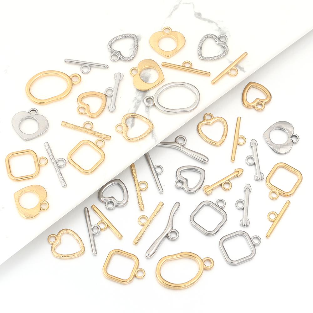 1 Set Stainless Steel OT Clasps Metal Toggle Clasps Wavy Buckle Connectors For Jewelry Making DIY Bracelets Necklace Accessories