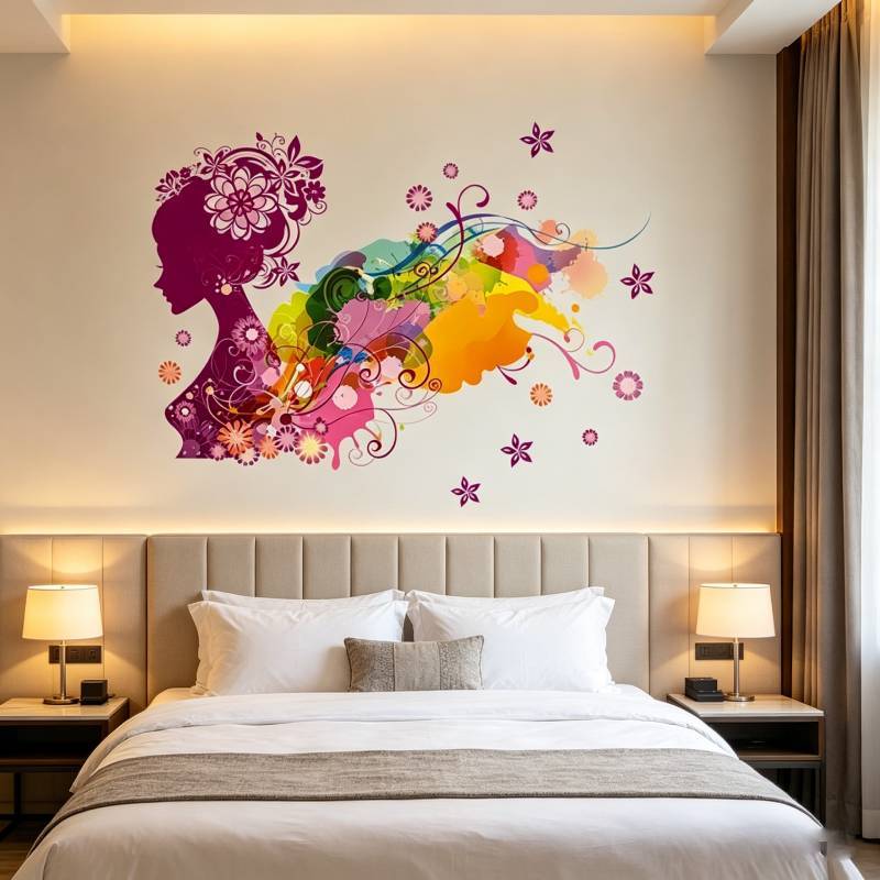 Girl Flower Pink Wall Decal For Home Interior Stylish And Sophisticated
