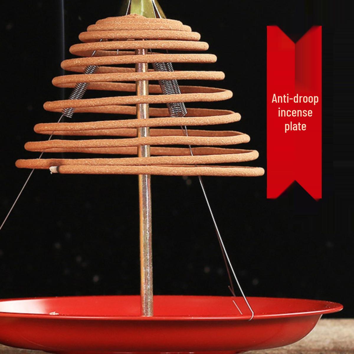 12-Hour Sandalwood Incense Coil Holder Tray - Zen Mosquito Coil Burner for Buddhist Offerings Golden Medium Brushed Incense Tray