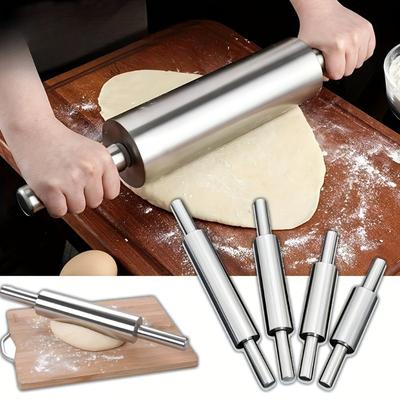 1PC [Thickened Stainless Steel Rolling Pin] Non-Slip Handle for Pizza, Biscuits, Pastries | Easy To Clean and Rust-resistant, Home Baking Utensils