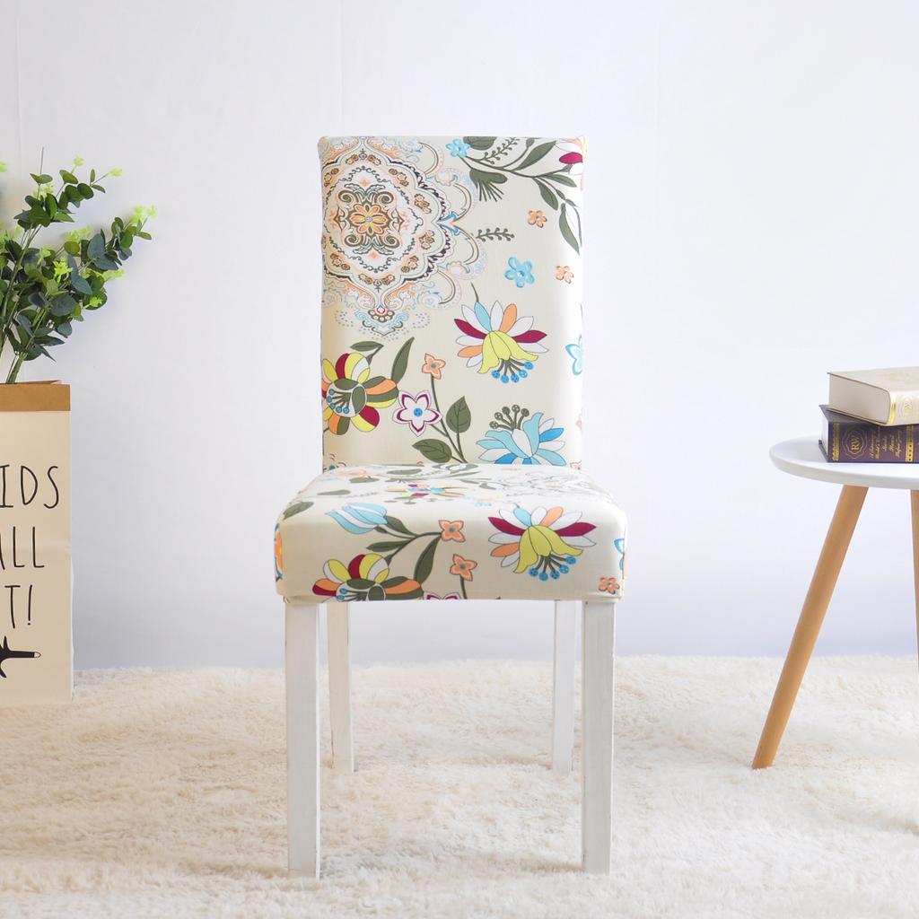 4Pcs Geometry Office Flower Pattern Chair Covers for Wedding Restaurant Spandex Seat Removable Banquet Hotel Chair Cover