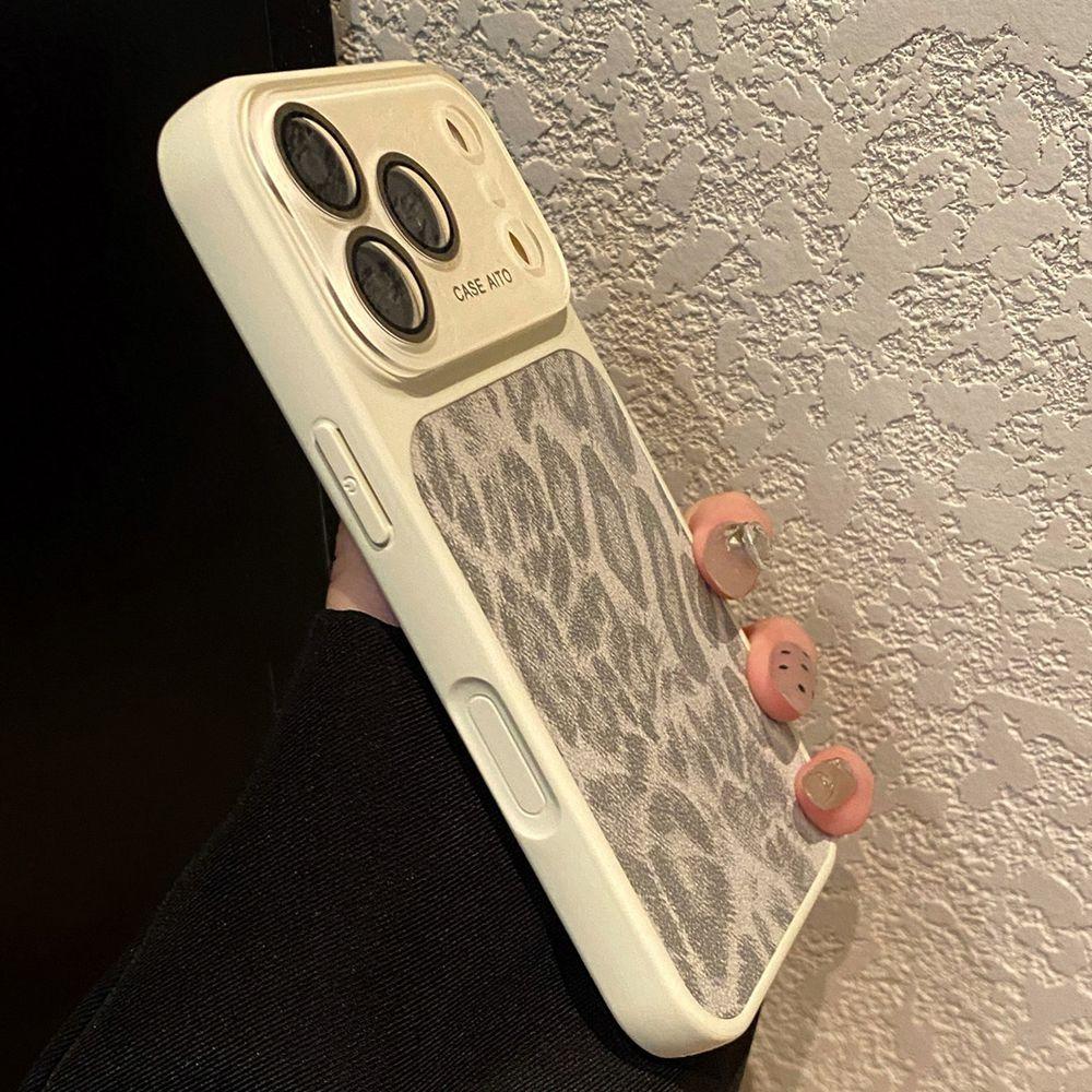 Leopard Print Leather Texture Phone Case For For Iphone 17 16 1 14 Pro Max 13 Crystal lens protection Shockproof Matte Cover