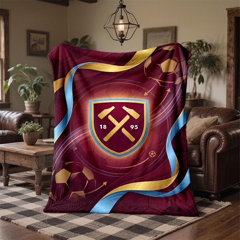 West Ham United Football Print Flannel Blanket Soft Warm Sofa Bed Throw Blanket For Home Office Bedroom
