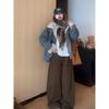2025 Winter Korean Velvet-Enhanced Thick Denim Cotton Loose Jacket