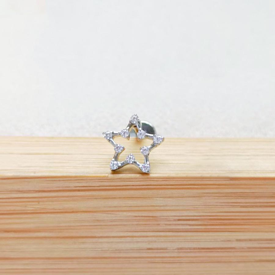 F136 Star Moon Diamond Lip Stud 5-Sided Iron Tower Ear Cartilage Piercing Jewelry 1.2x6/8mm