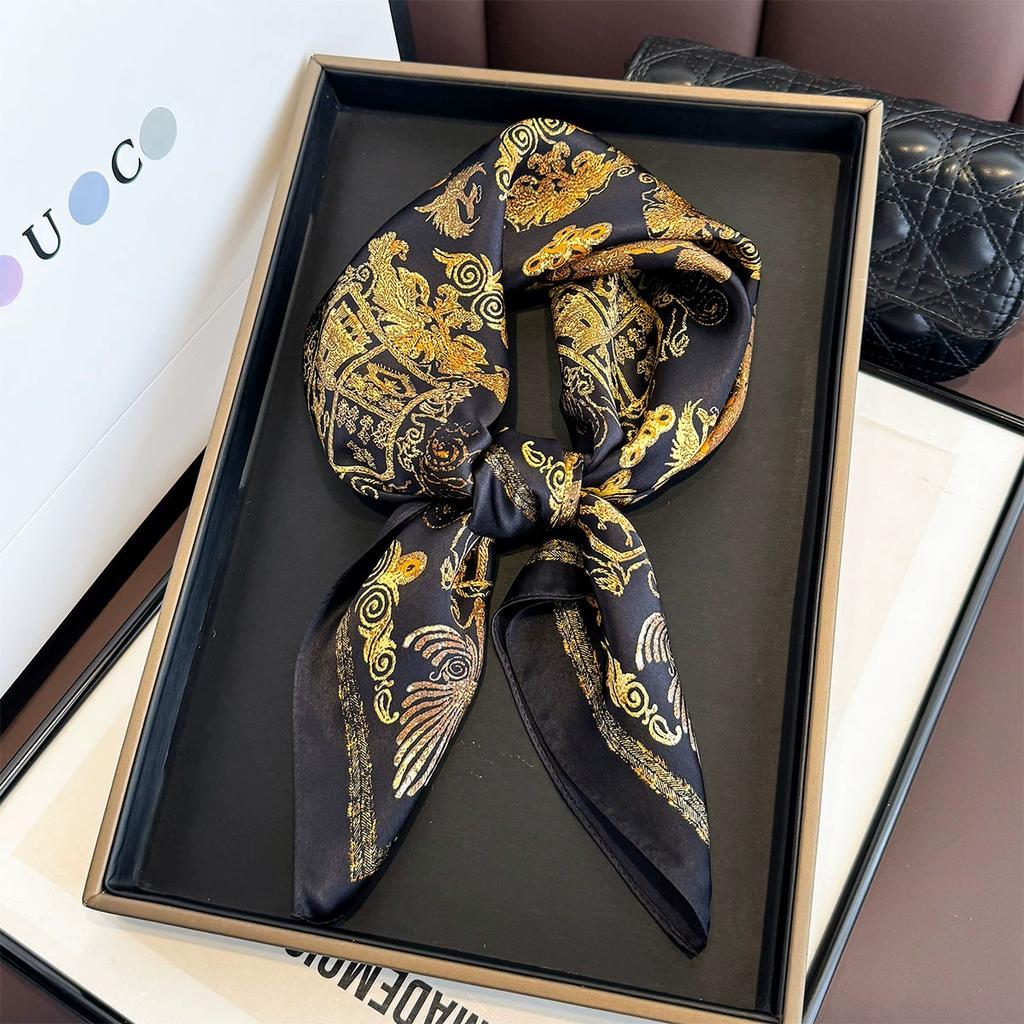 Fashion 100% Nature Real Silk Square Scarf Women Female Foualrd Neckerchief Summer Beach Scarves Shawl Bandana Hijab Pashmina
