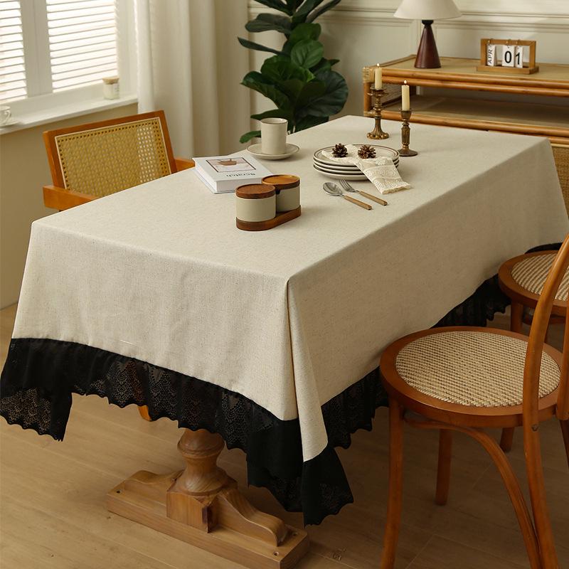 

Американская ретро водонепроницаемая прямоугольная скатерть с кружевной кромкой для кофейного столика 140x100