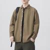 New Japanese Retro Spring Long-sleeved Casual Shirt for Men's Pure Cotton Shirt Solid Color Shirt