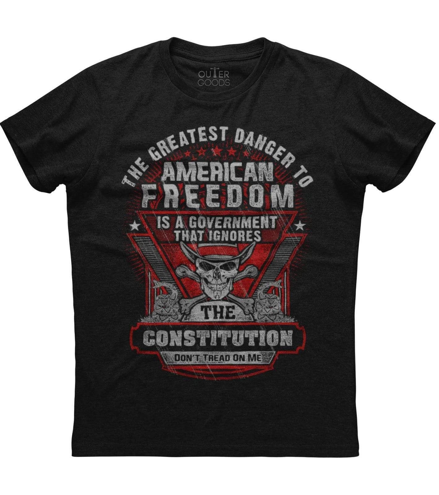 The Greatest Danger To American Freedom, Men s New Patriotic Black T-shirt S
