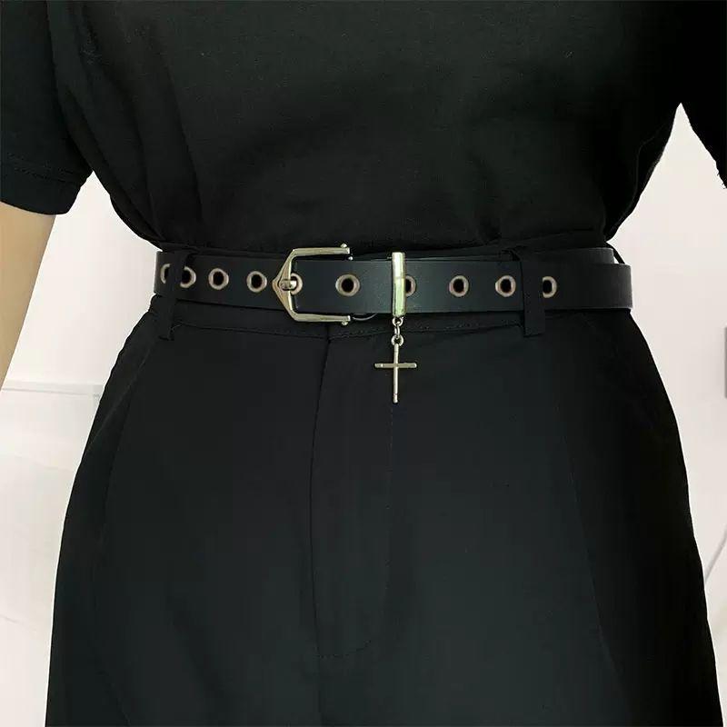 Denim Black Sleek Belt For Fashionforward Young Adults Korean Inspired Simple Accessory Ideal For Looks Casual
