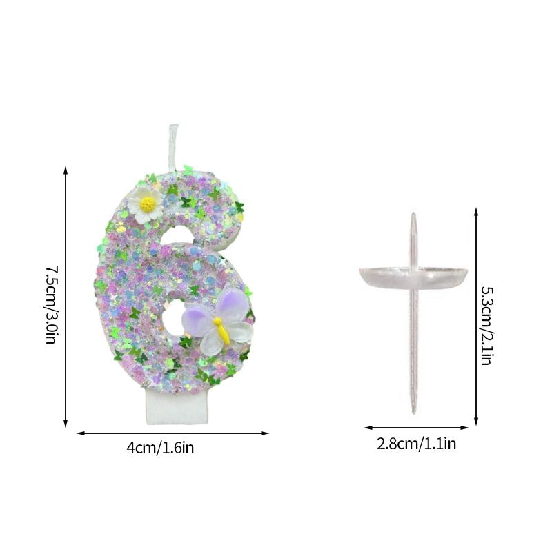 Fairy Birthday Number Candles Purple Pink Digital Candle 0-9 Number Cake Topper Girls Birthday Party Cake Decoration Supplies