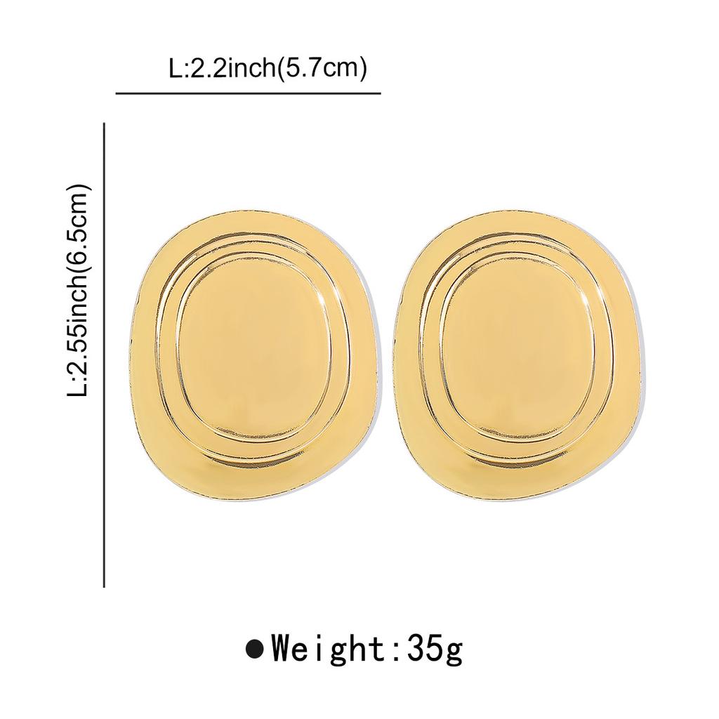 Women Exaggerated Smooth Round Line Texture Earrings Ins Style Fashion Metal Texture Personalized Dangle Ear Jewelry