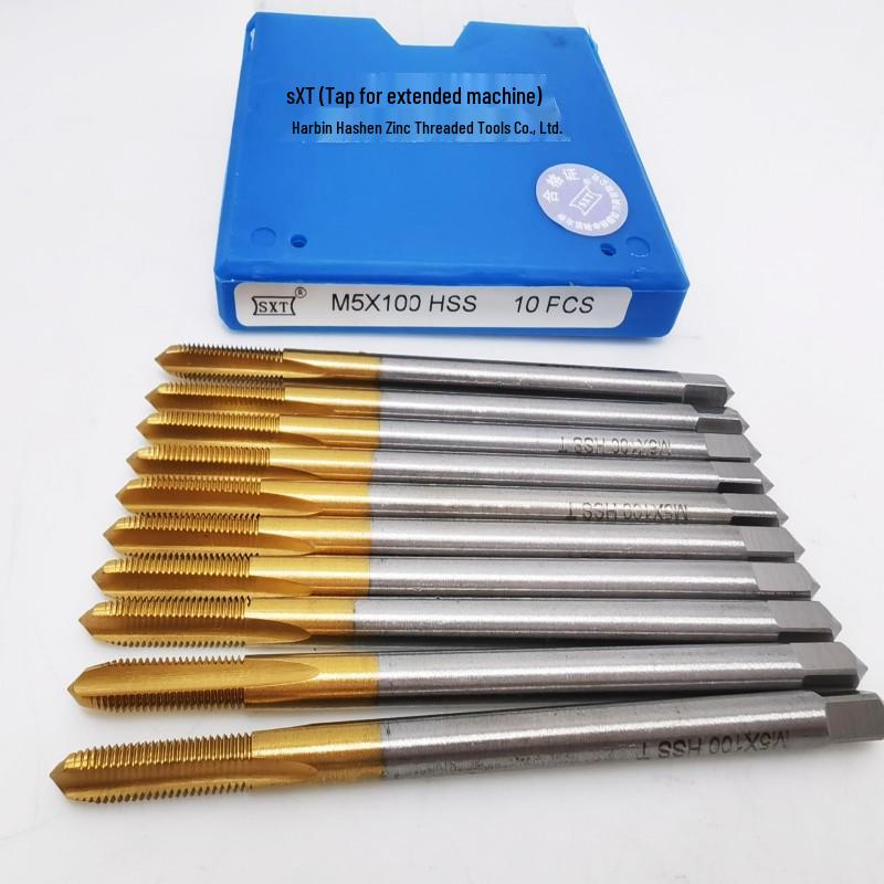 Titanium Coated HSS Extended Taper Tap, Straight Fluted, M2-M12*130